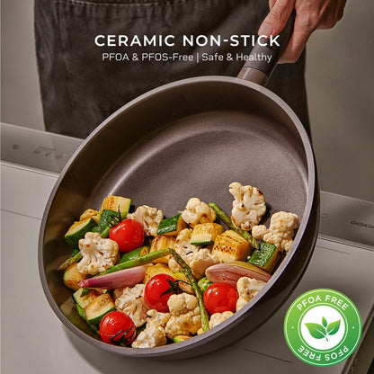 [A01] Cuckoo 11 in 8-Layer Titanium Diamond & Ceramic Nonstick Wok Pan (CFP-B2810HGB)