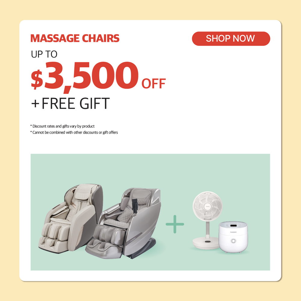 Massage chair promotion offering up to $3,500 off.