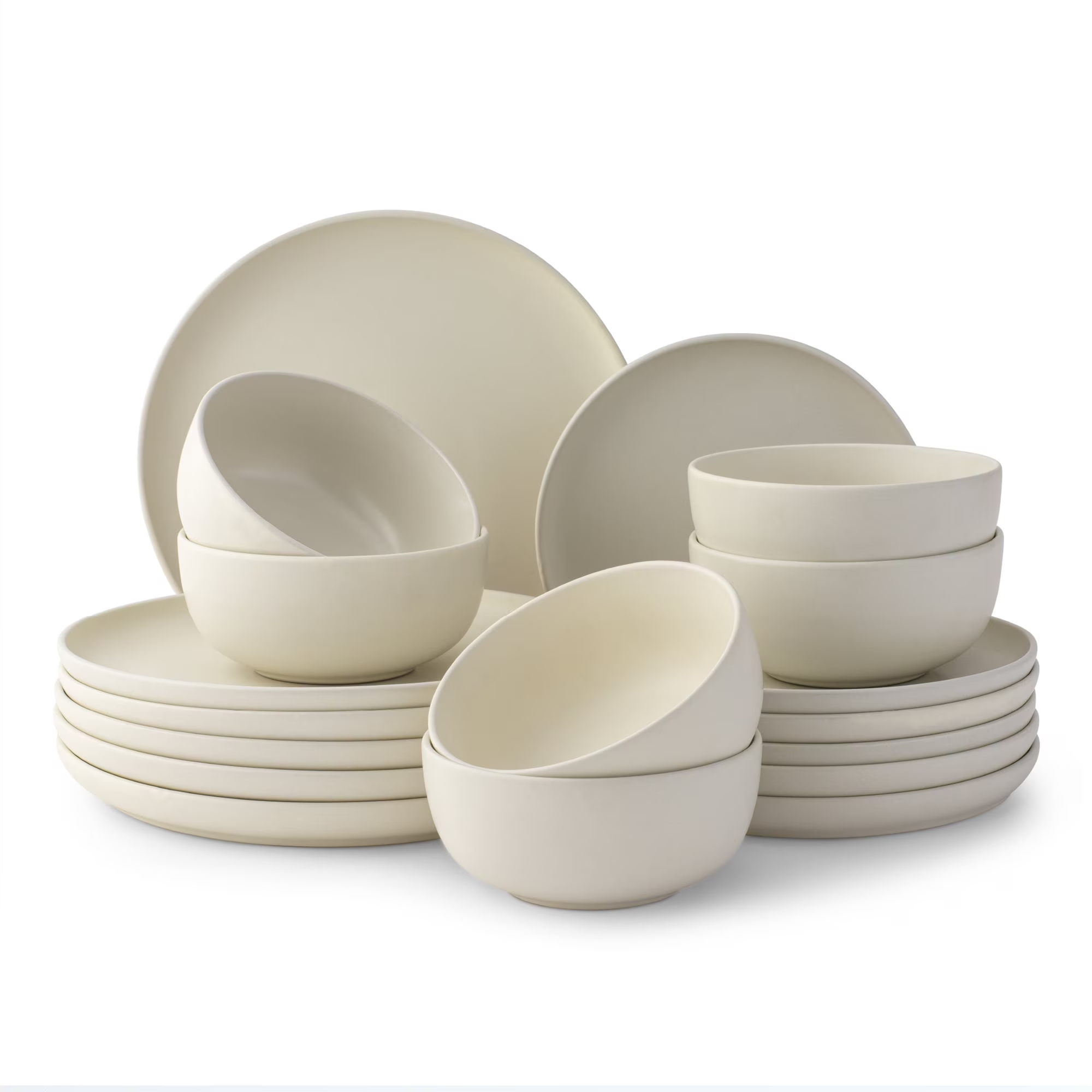 [B04] JoyJolt Mesa 18-Piece Stoneware Dinnerware Set (Linen)