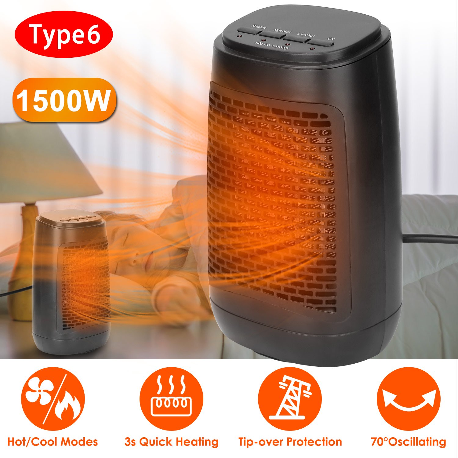 [B05]  iMounTEK 1500W 70° Oscillating Portable Electric Space Heater